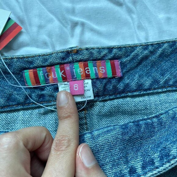 French Connection FCUK Y2K Denim Midi Skirt with Unique Zipper Details - Picture 3 of 6